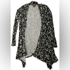 Salaam Black and White Geometrical Print Cardigan Women's Size L